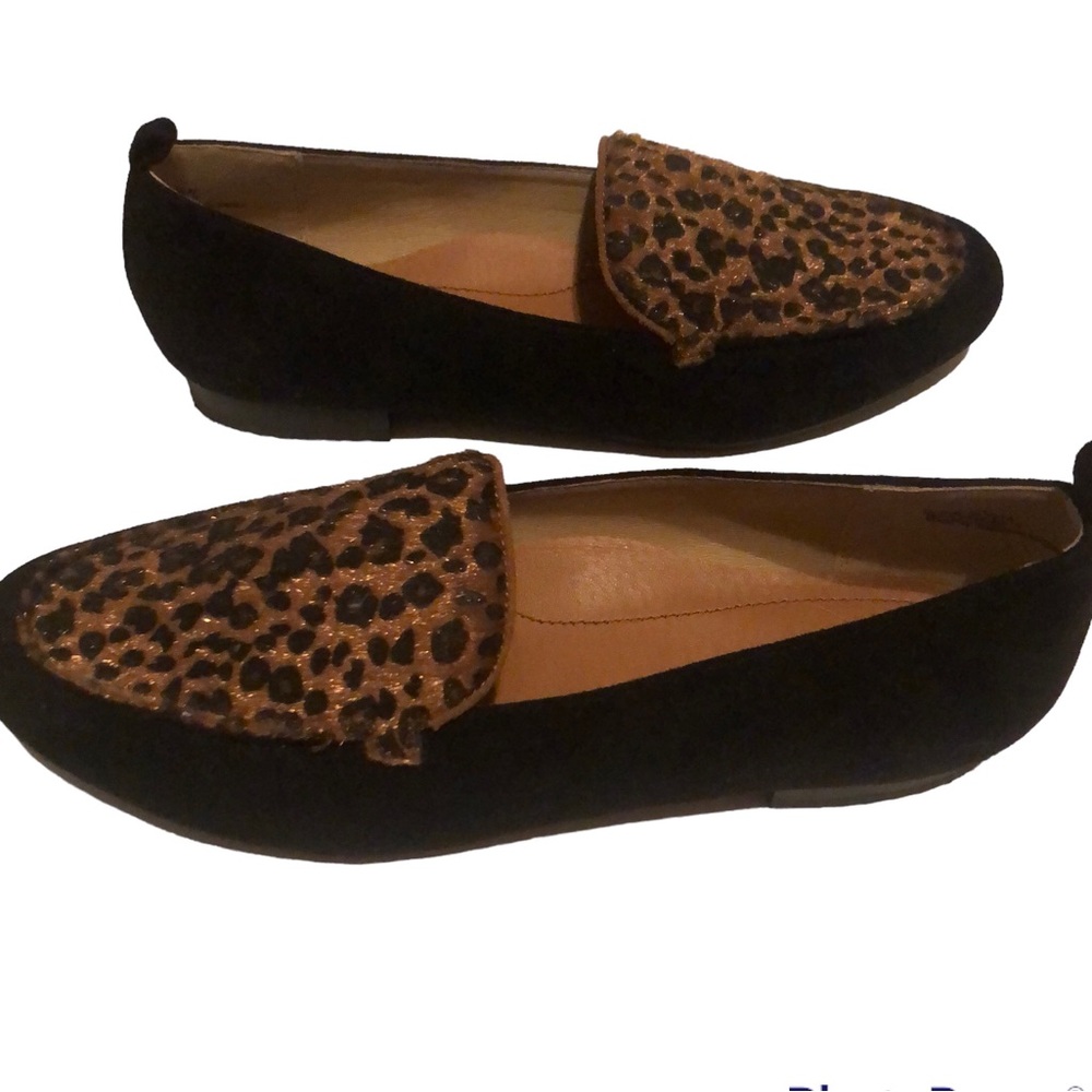 Baretraps Elliana Loafer Black and Leopard Animal Print 9.5 M